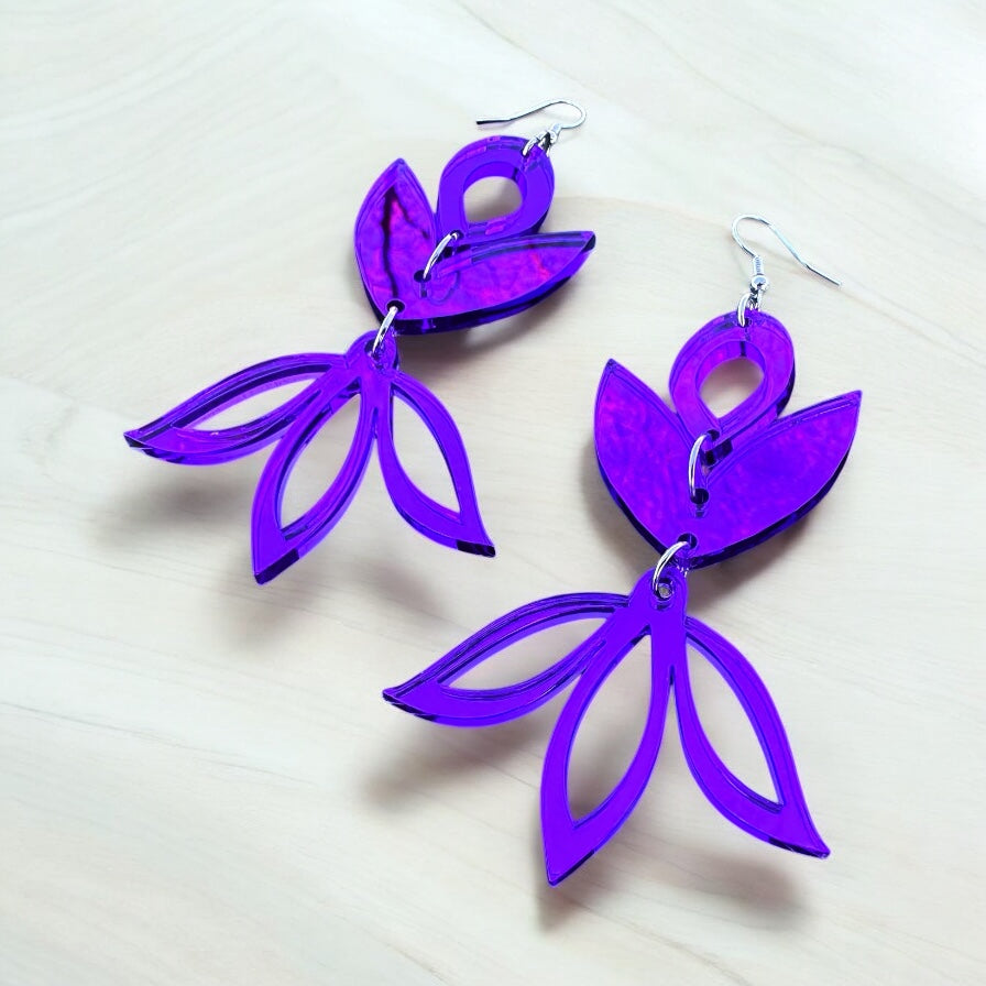 Purple Mirror Acrylic Earrings