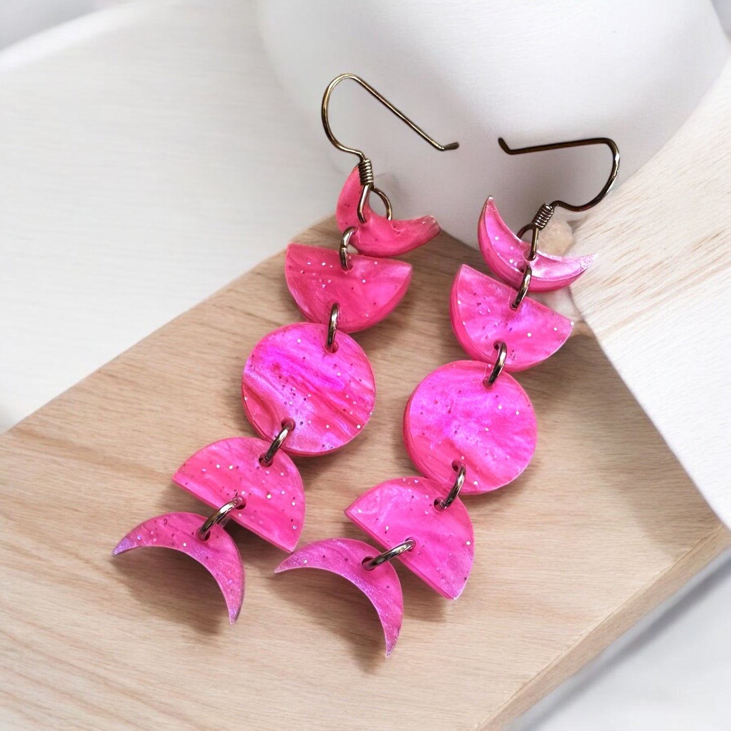 Hot Pink Mini Moon Phase Earrings