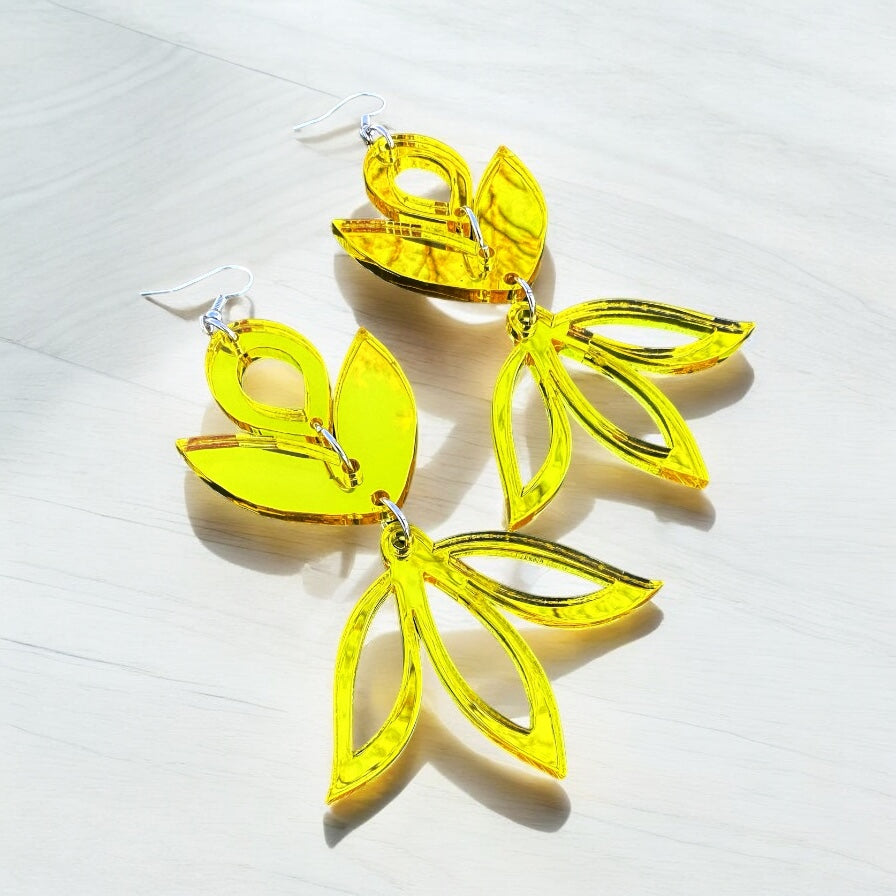 Yellow Mirror Acrylic Earrings