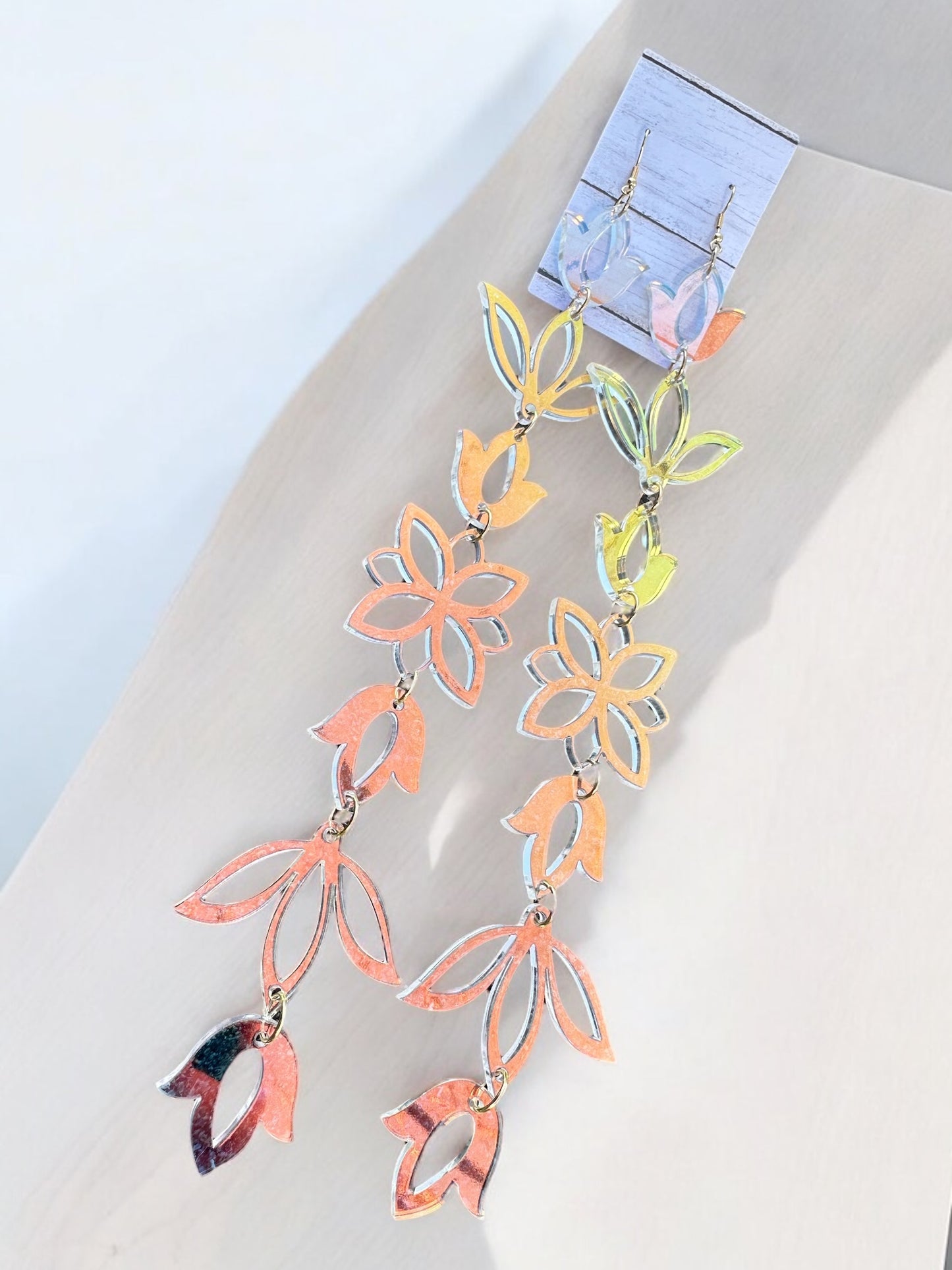 Iridescent XxL Floral Drop Earrings