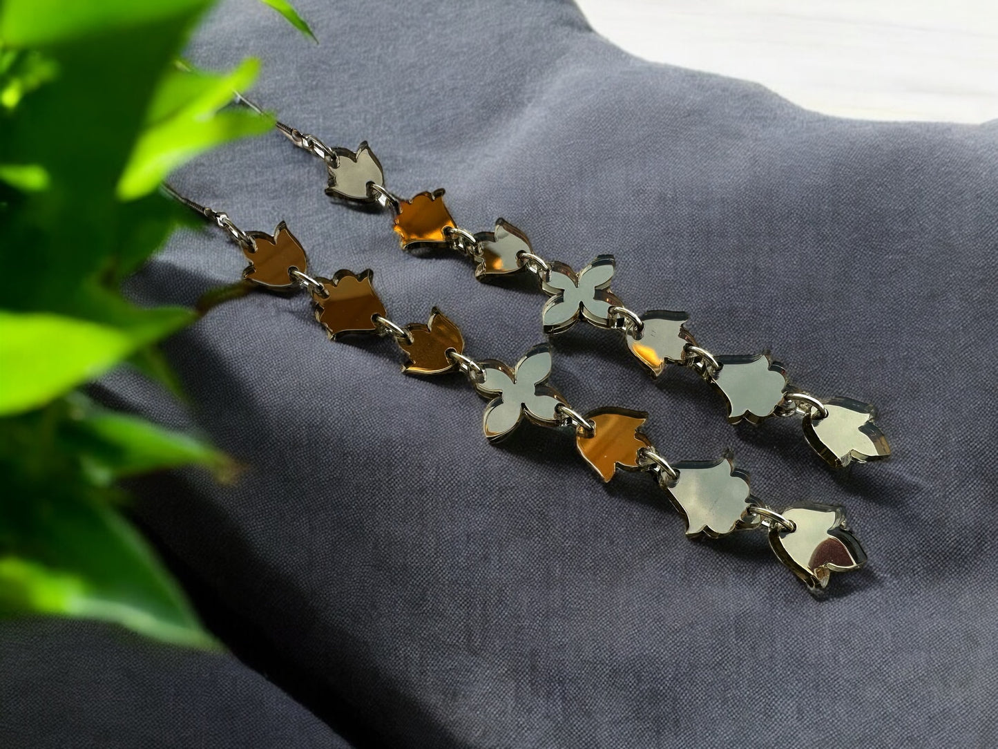 Bronze mirror Mini Floral earrings