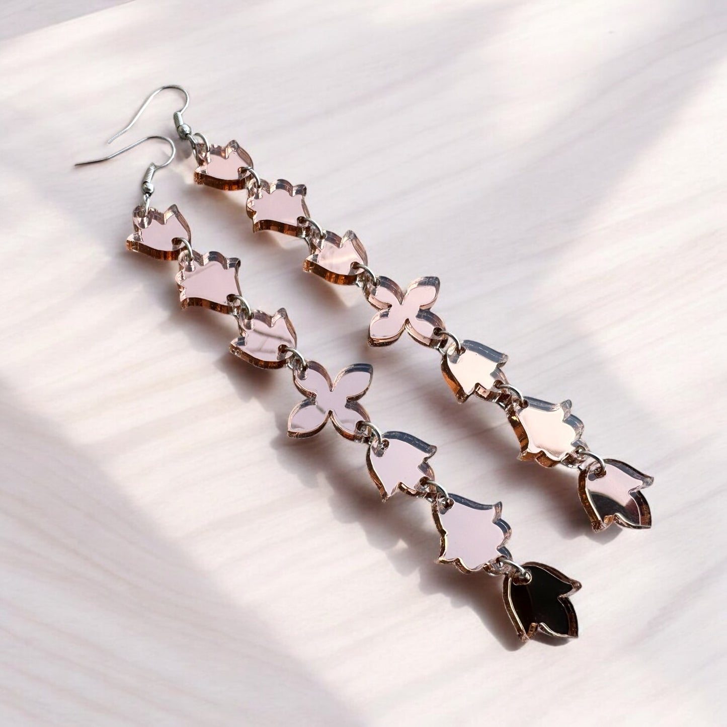 Rose gold mirror Mini Floral earrings