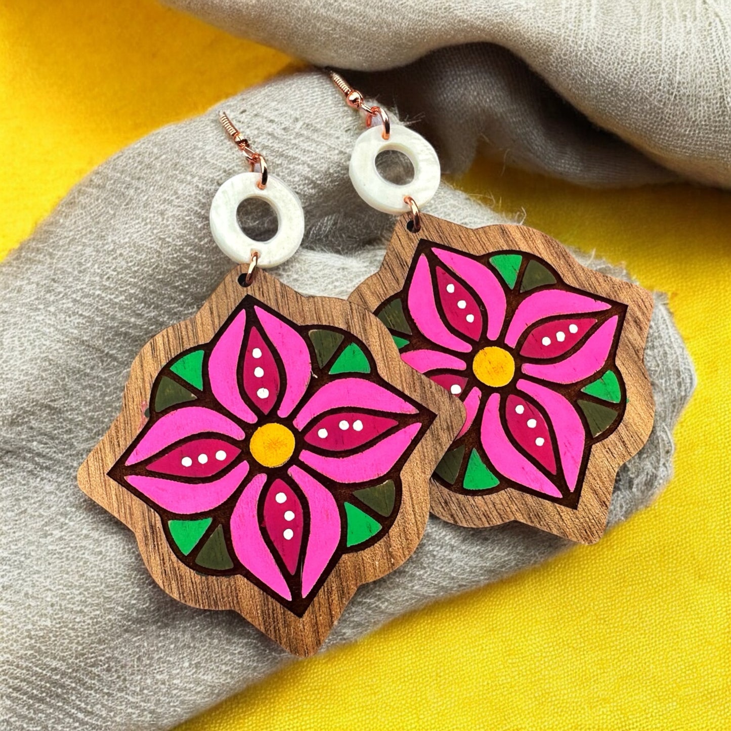 Floral Wood Earrings
