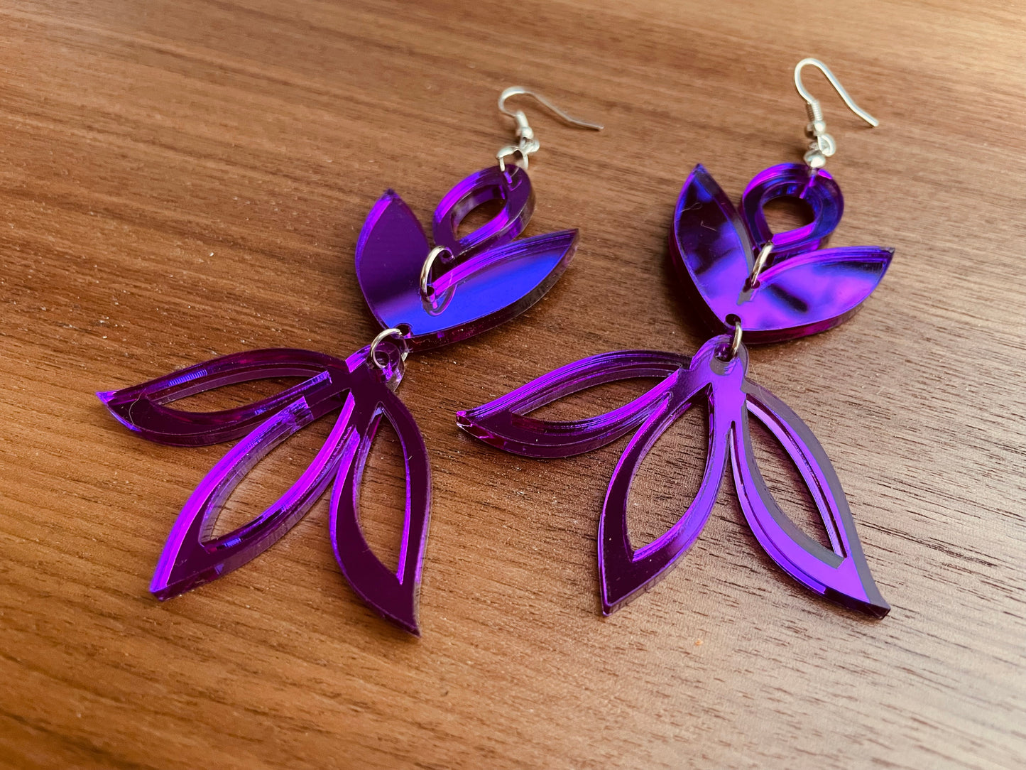 Purple Mirror Acrylic Earrings