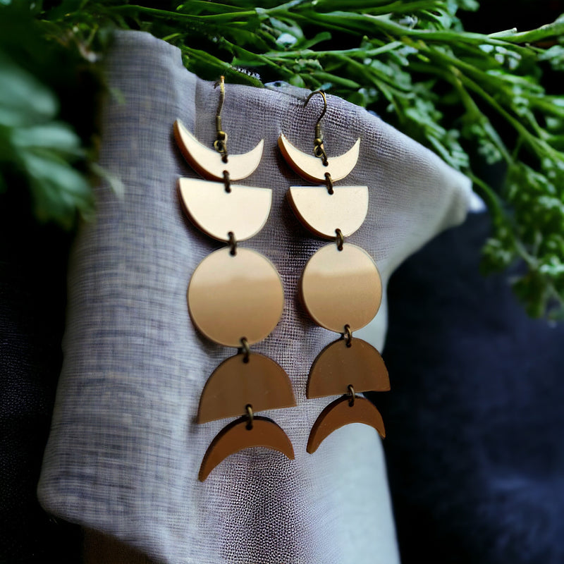 Gold Metallic Moon Phase Earring