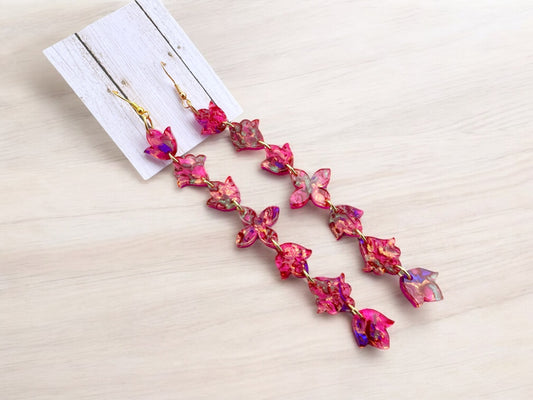 Magenta pearl Mini Floral earrings
