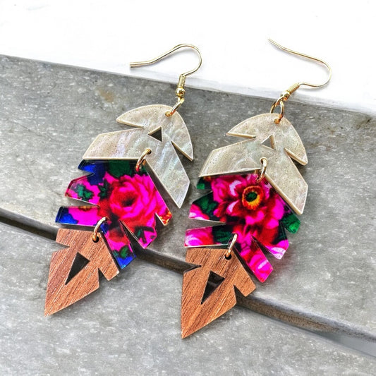 Pink Kukom Feather Earrings