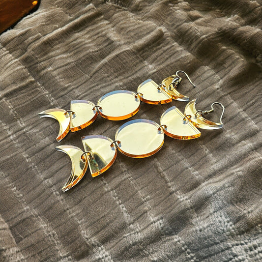 Gold Mirror Moonphase Earrings