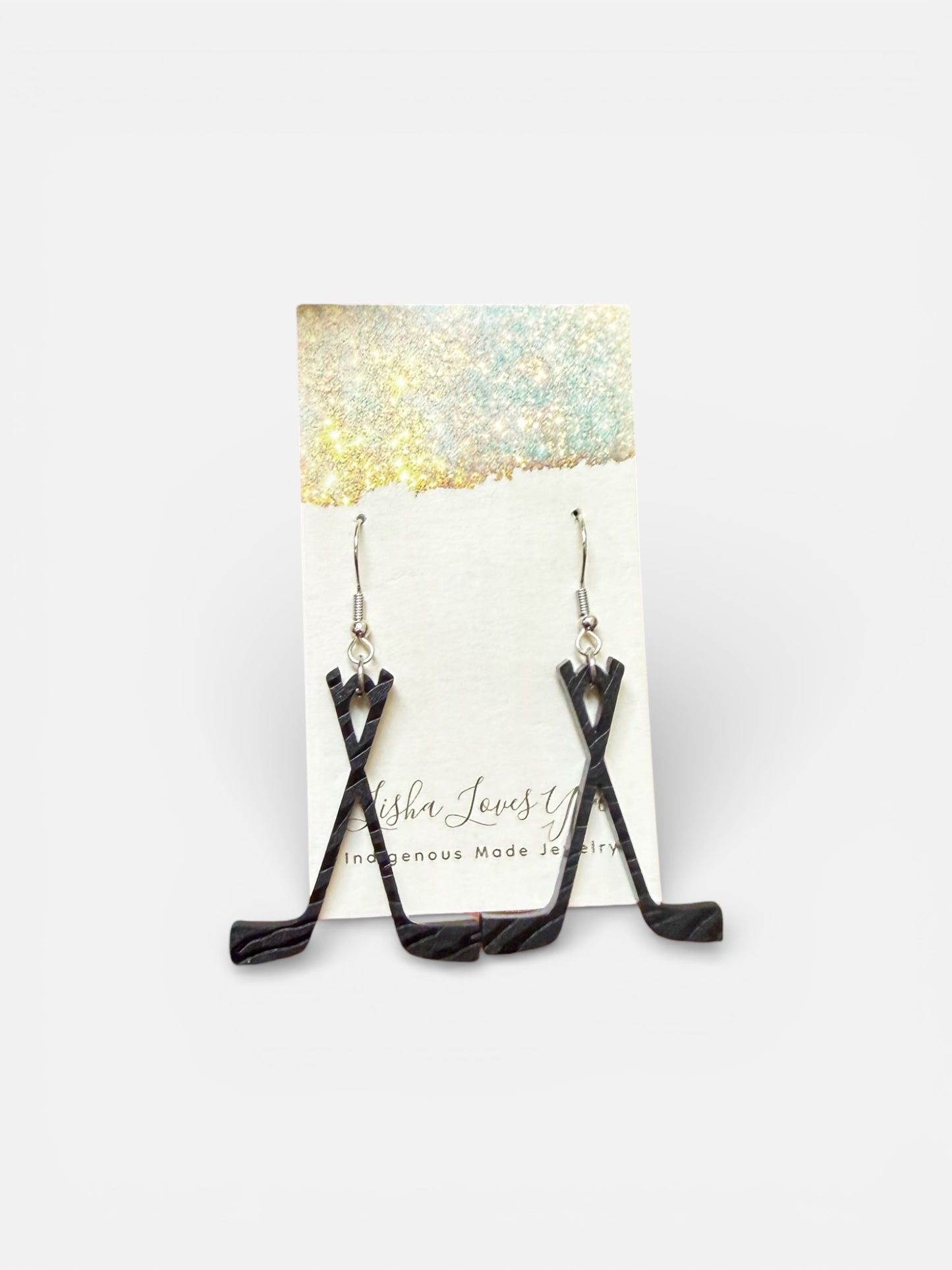 Black Hockey Stick Earrings