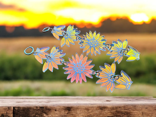 Iridescent Sunflower Moon Phase Earrings