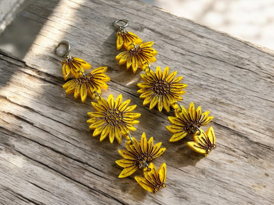 Pearl Sunflower Moon Phase Earrings