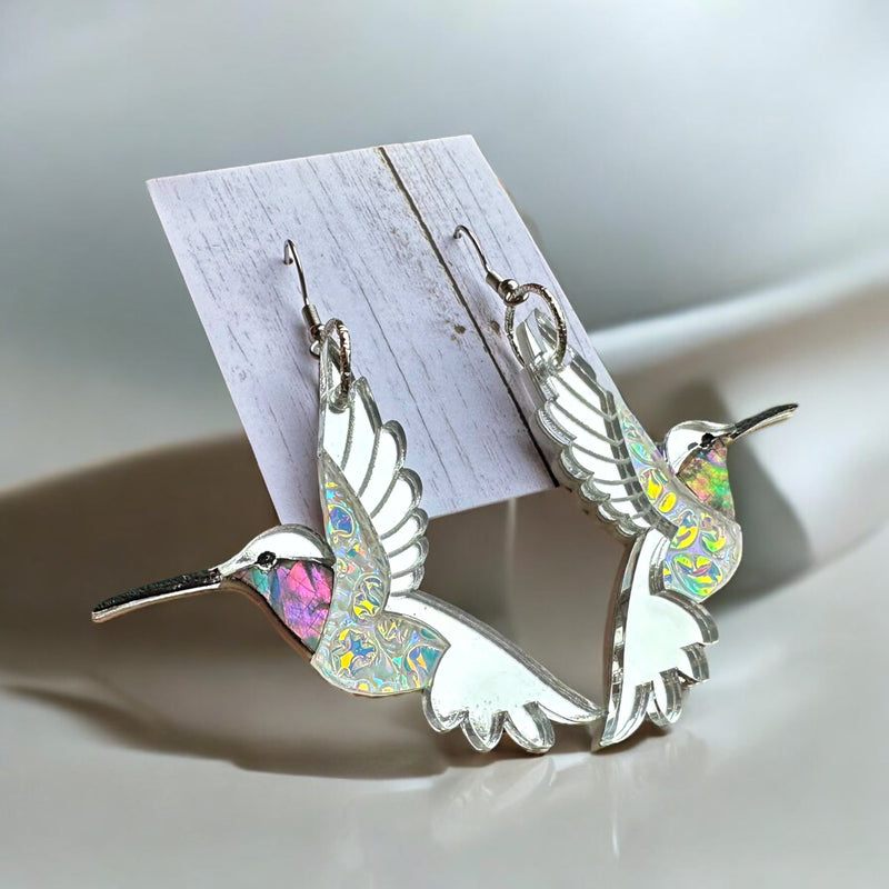 Silver Kiss Hummingbird Earrings