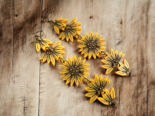 Matte Sunflower Moon Phase Earrings