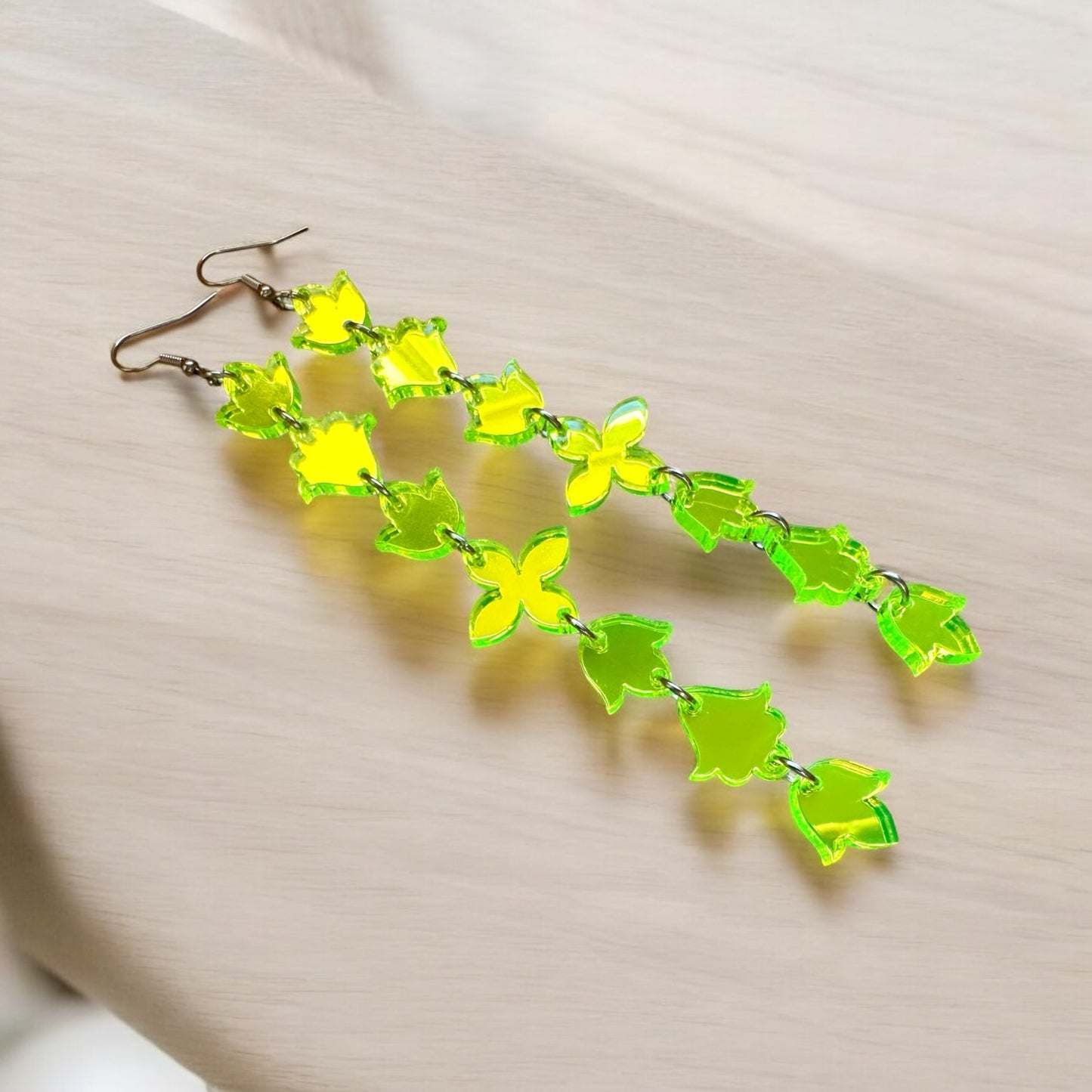 Neon Lime Mirror Mini Floral earrings