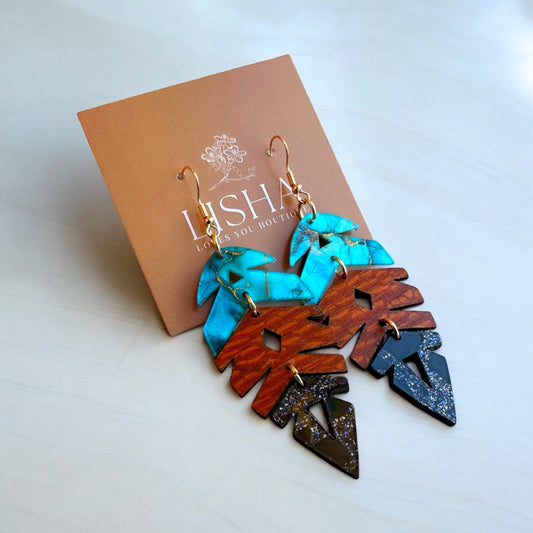Turquoise Feather Earrings