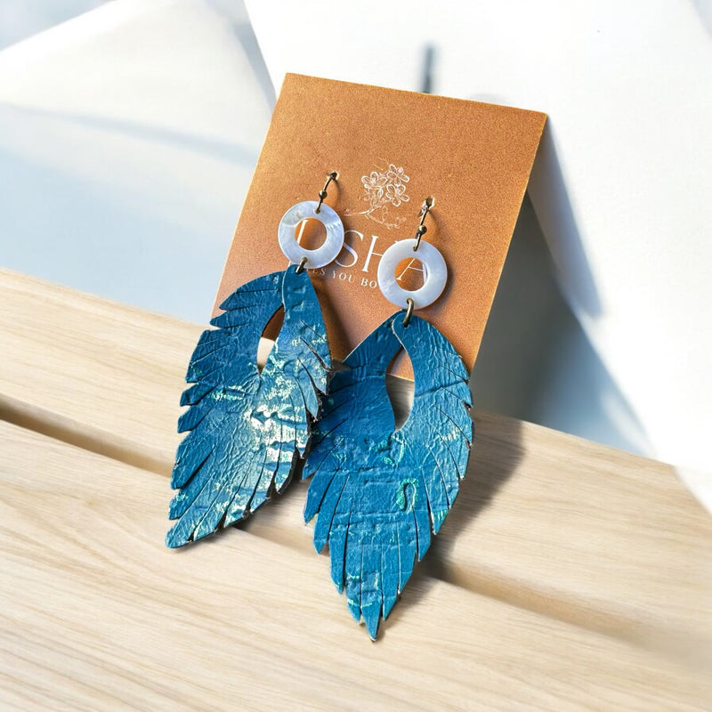 Lagoon Blue Feather Earrings