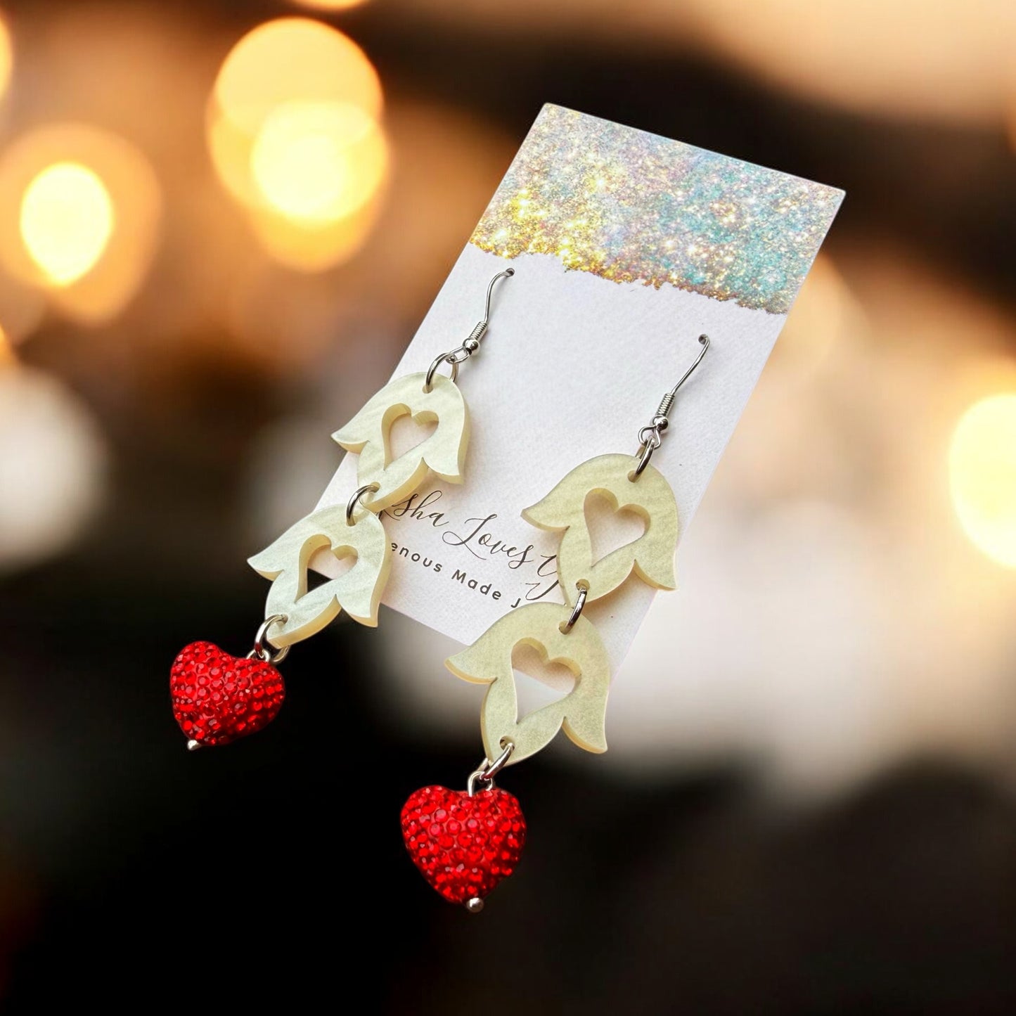Pearly Heart Earrings