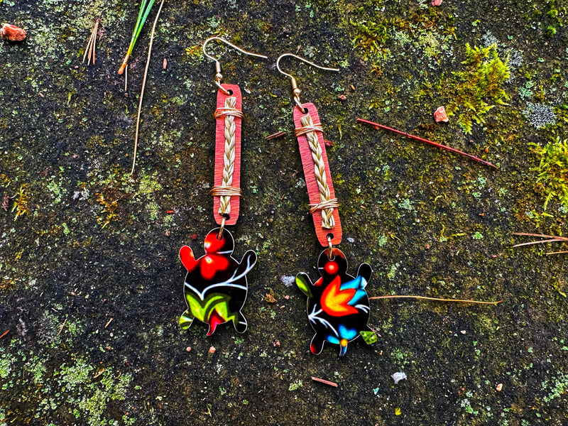 Sweetgrass & Cedar with Turtle Earrings