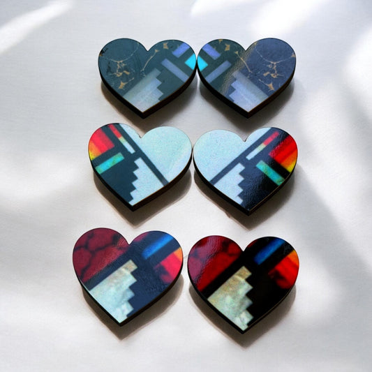 Inlay Inspired Wood Heart Cabochons