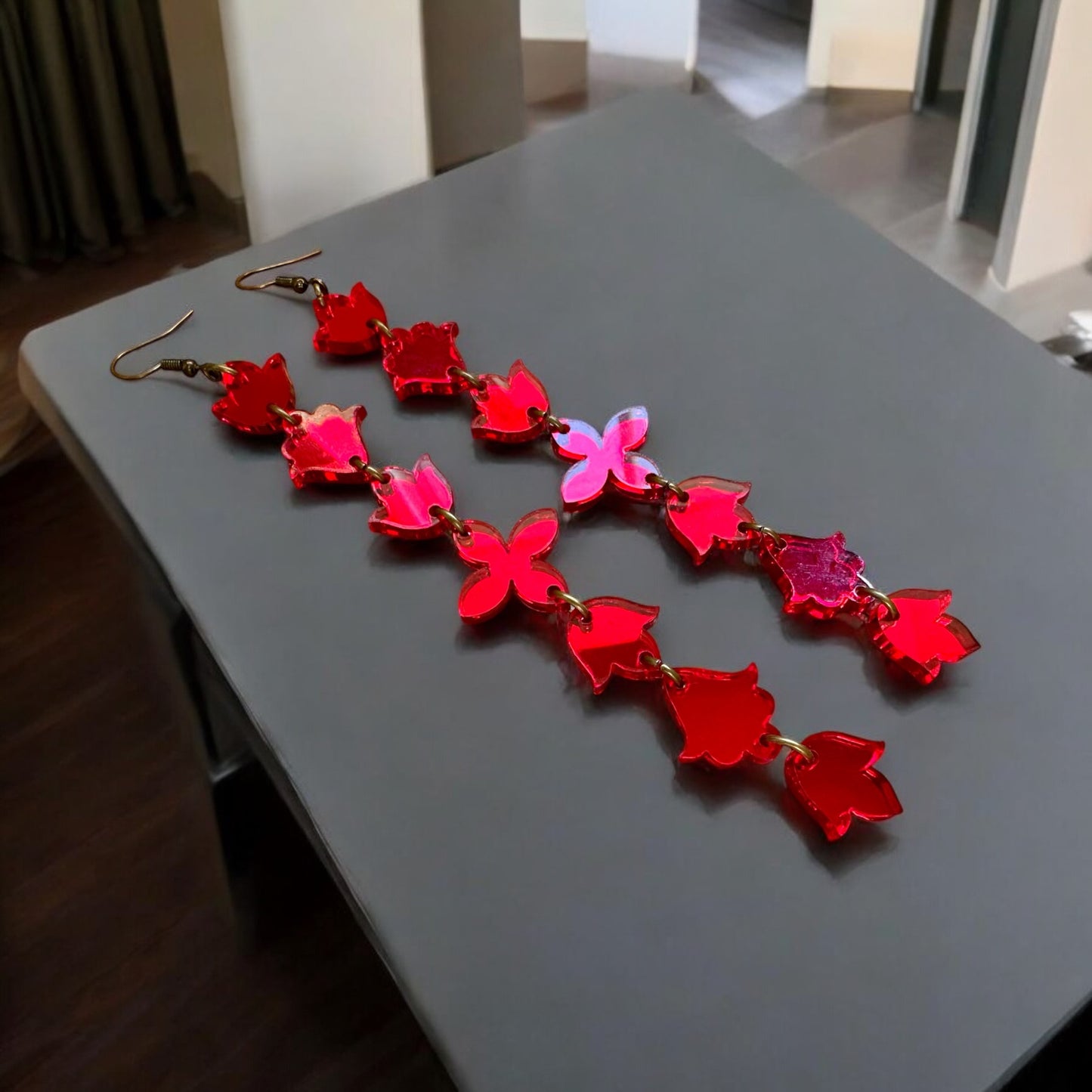 Red Mirror Mini Floral earrings