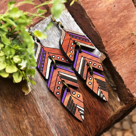 Feather Wood Earrings