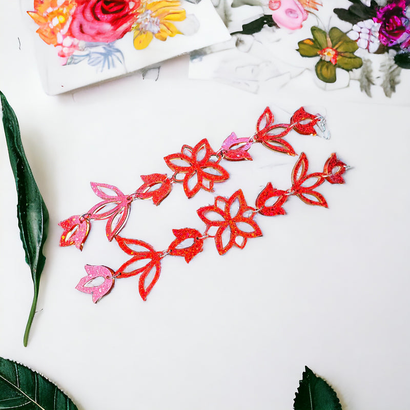 Cherry Razzle Dazzle Floral Drop Earrings