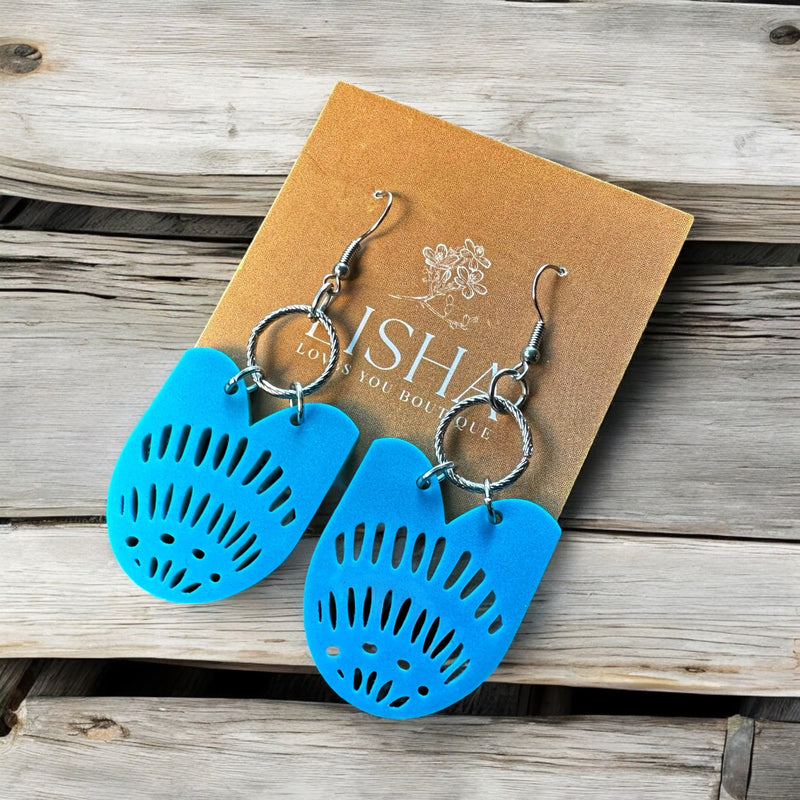 Bright Slate Boho Tulip Drop Earrings