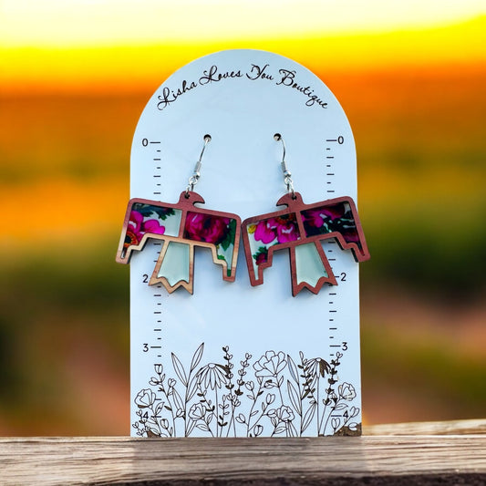 Cedar Thunderbird Wood inlay Earrings
