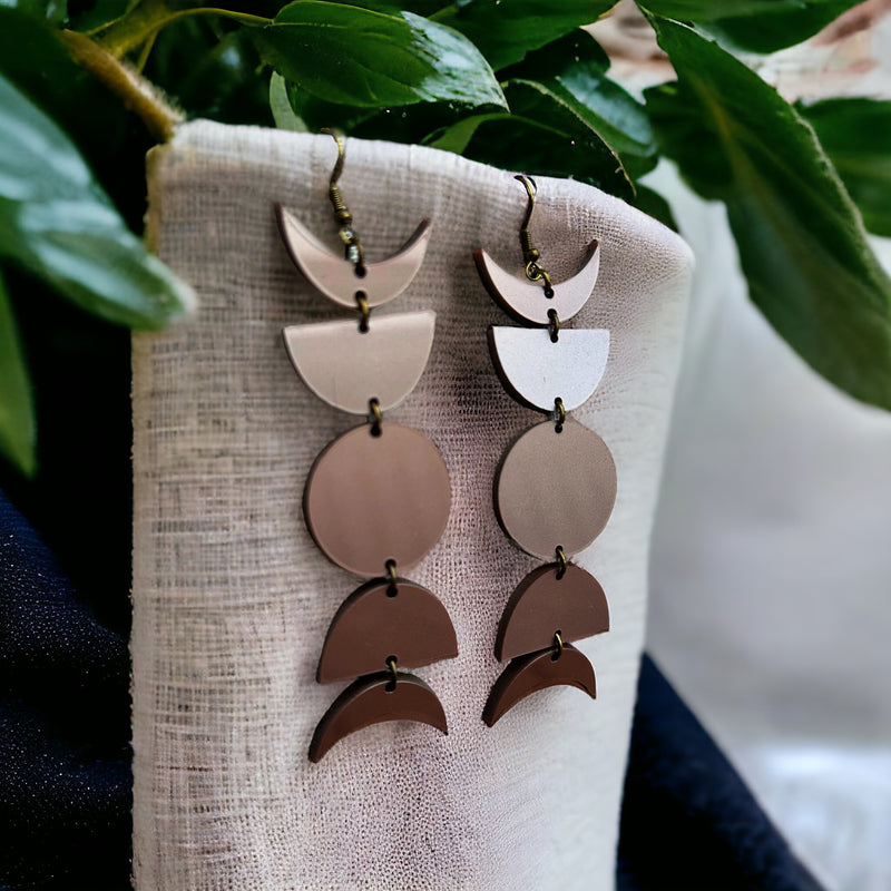 Rose Gold Metallic Moon Phase Earring