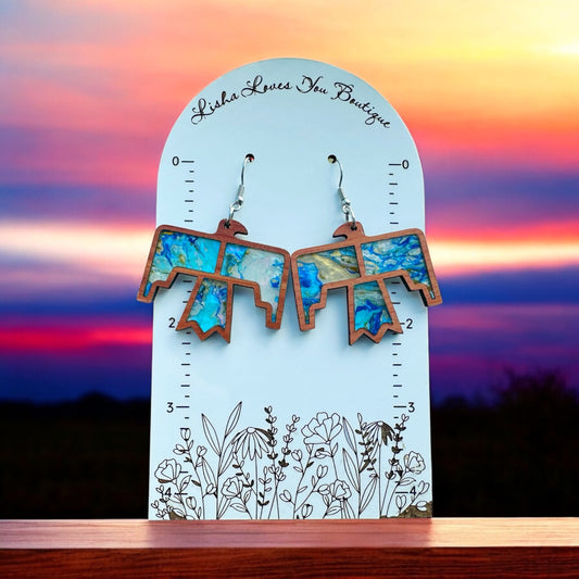Cedar Thunderbird Wood inlay Earrings