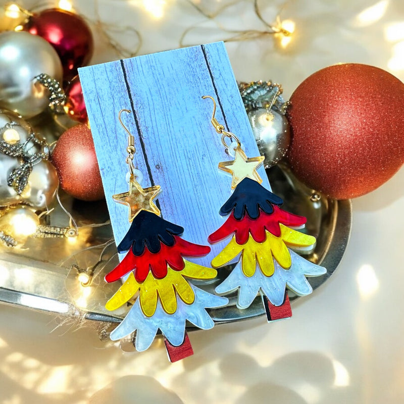 Medicine Wheel Xmas Tree Earrings