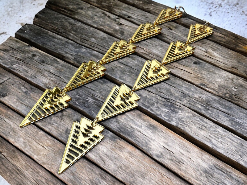 Golden Goddess Mirror XXl Arrow Earrings