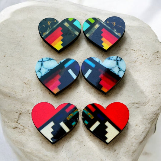 Inlay Inspired Wood Heart Cabochons