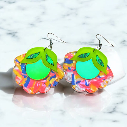 Tropical floral Acrylic Earrings