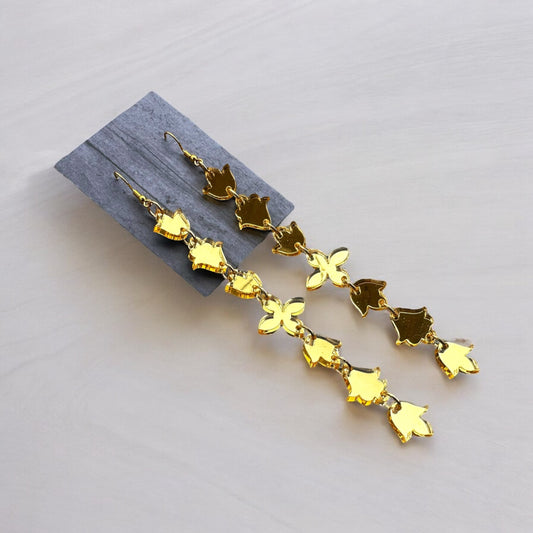 Yellow mirror Mini Floral earrings