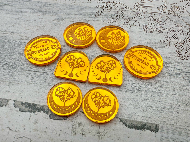 Amber Mirror Acrylic Cabochon Set