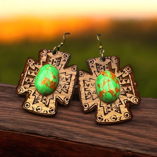 Wood Concho Earrings