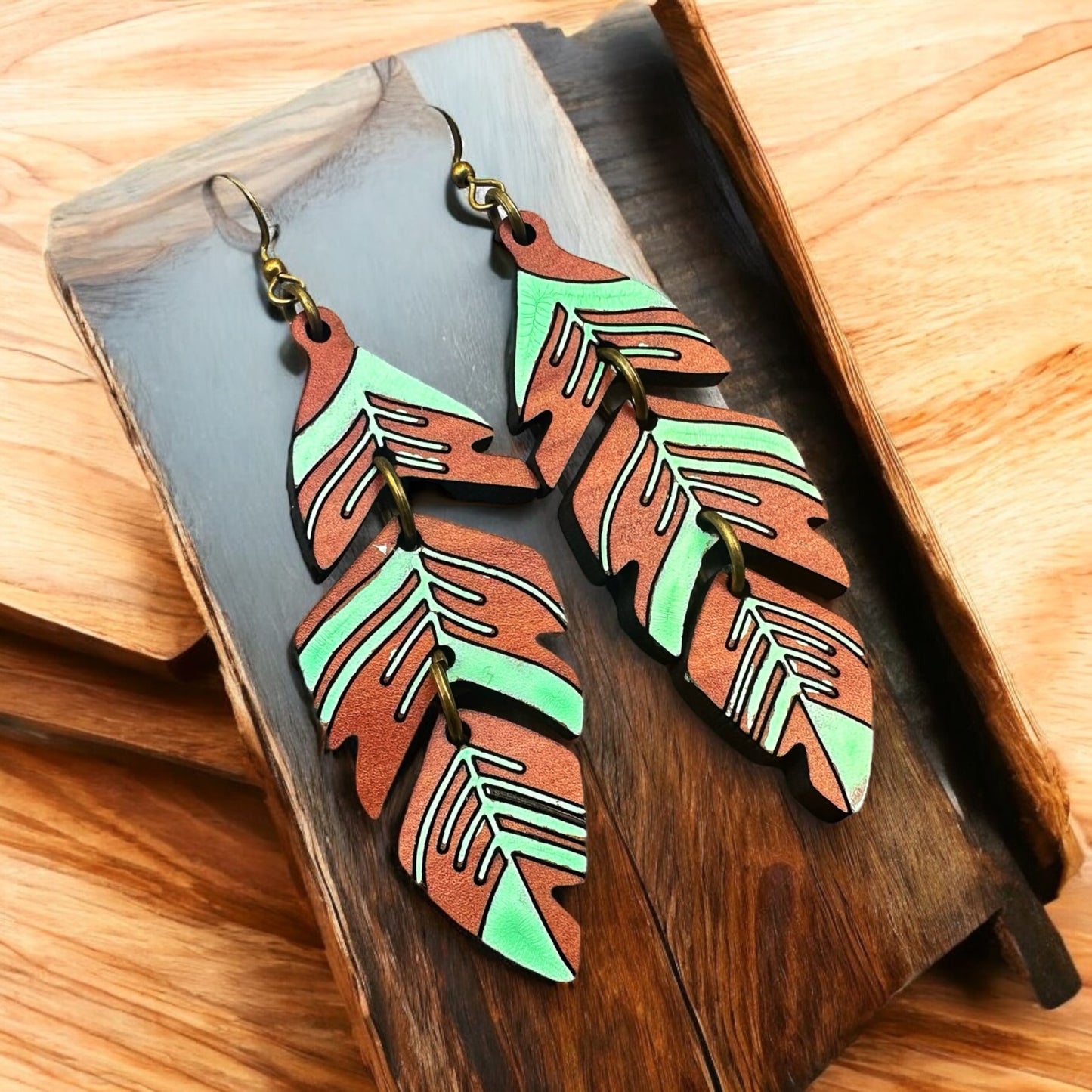 Feather Wood Earrings
