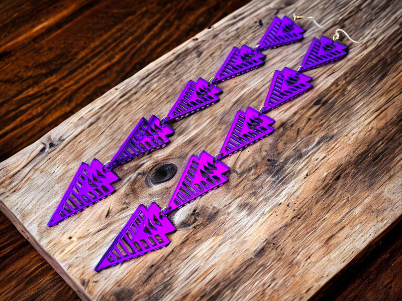 Purple Mirror XXl Arrow Earrings