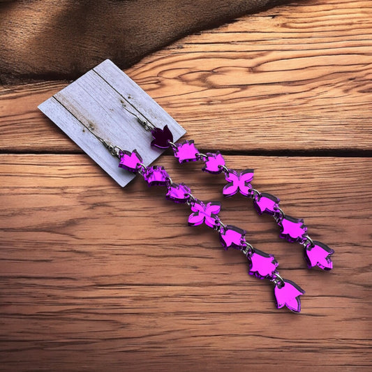 Magenta mirror Mini Floral earrings