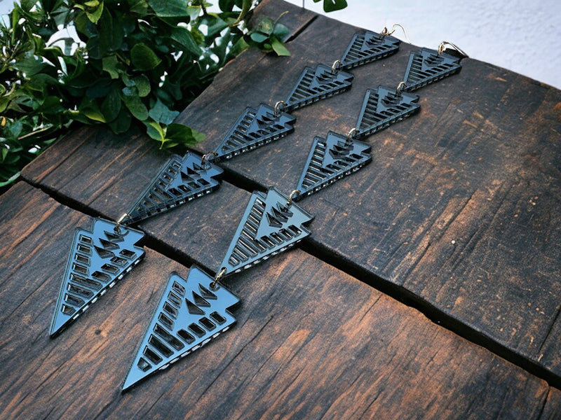 Smokey Mirror XXl Arrow Earrings