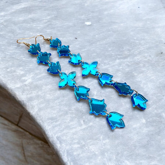 Electric Blue Mirror Mini Floral earrings