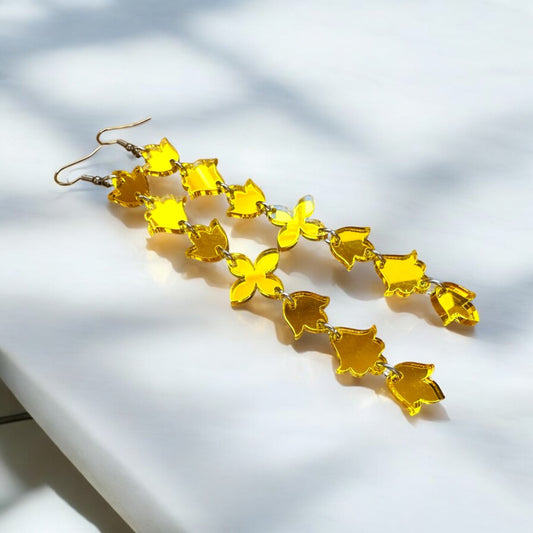 Yellow Mirror Mini Floral earrings