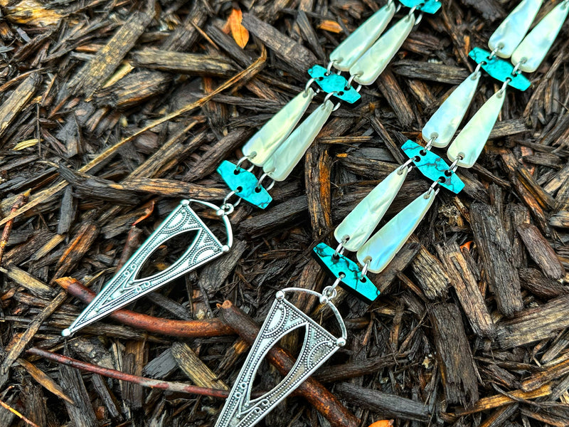 Turquoise Arrow Faux Dentalium Earrings