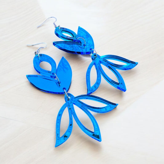 Electric Blue Mirror Acrylic Earrings