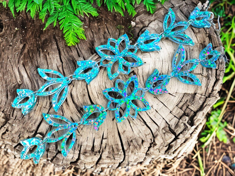 Turquoise Razzle Dazzle Floral Drop Earrings