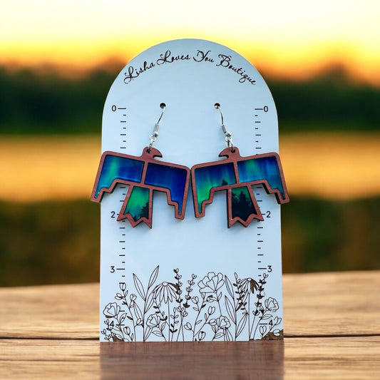 Cedar Thunderbird Wood inlay Earrings