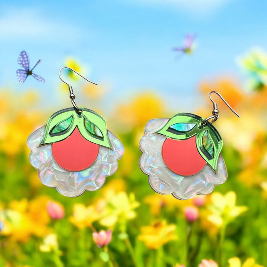 Peachy floral Acrylic Earrings