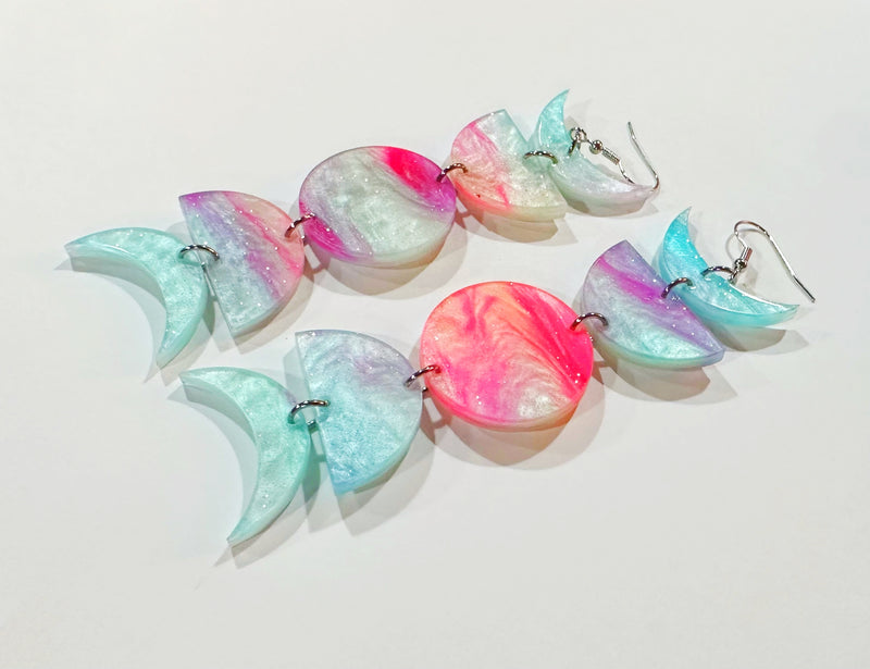 Cotton Candy Moon Phase Earrings