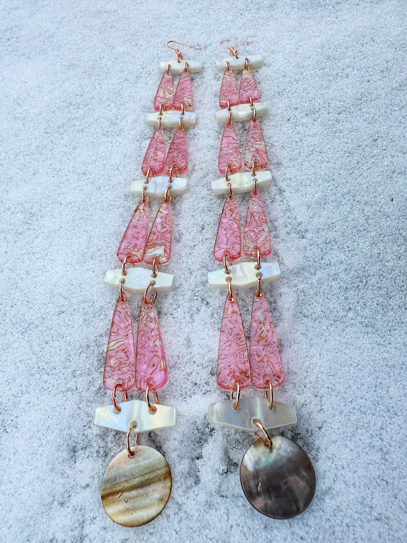 Faux Dentalium Pink Paradise Earrings